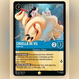 Disney Cruella De Vil Style Icon 143/204 EN 9 Legendary Foil Card